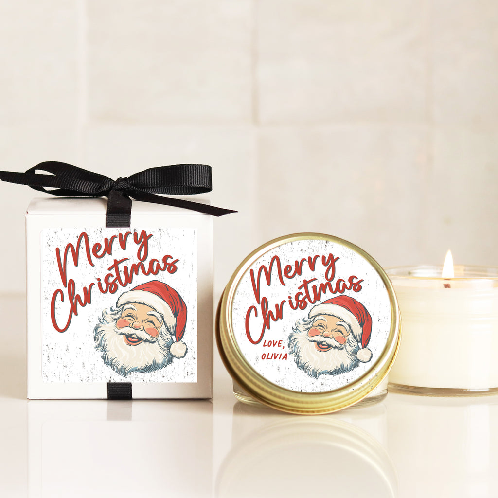 Personalized Christmas Candles - Vintage Santa Design